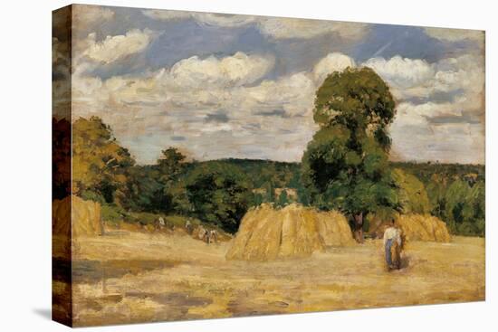 Harvest at Montfoucault-Camille Pissarro-Stretched Canvas