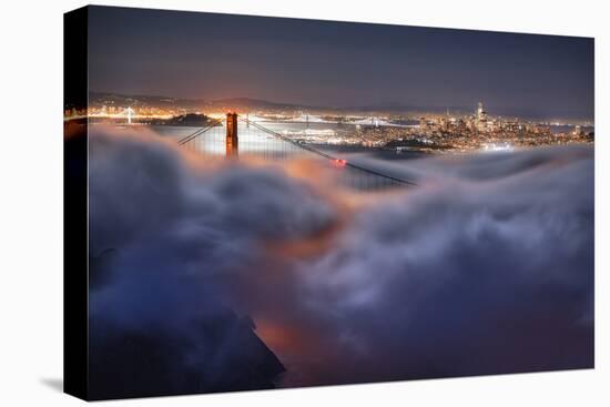 Harvest Moonlight Fog & City San Francisco Golden Gate Bridge-Vincent James-Premier Image Canvas