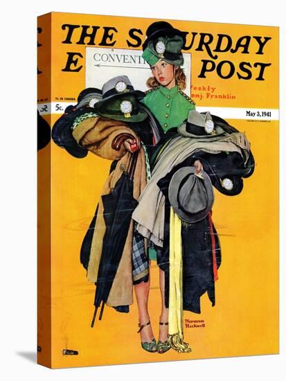 "Hatcheck Girl" Saturday Evening Post Cover, May 3,1941-Norman Rockwell-Premier Image Canvas