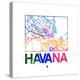 Havana Watercolor Street Map-NaxArt-Stretched Canvas
