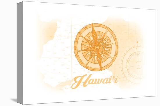 Hawaii - Compass - Yellow - Coastal Icon-Lantern Press-Stretched Canvas