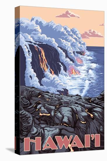 Hawaii - Lava Flow Scene-Lantern Press-Stretched Canvas