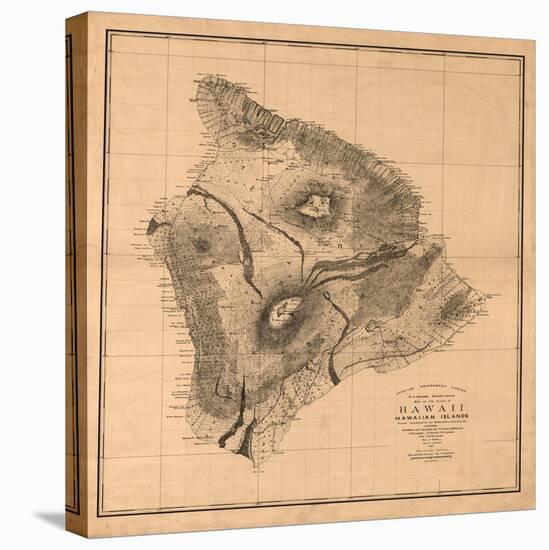 Hawaii - Panoramic Hawaii Island Map-Lantern Press-Stretched Canvas