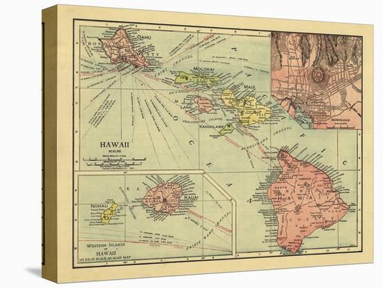 Hawaii - Panoramic State Map-Lantern Press-Stretched Canvas