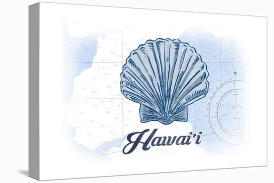 Hawaii - Scallop Shell - Blue - Coastal Icon-Lantern Press-Stretched Canvas