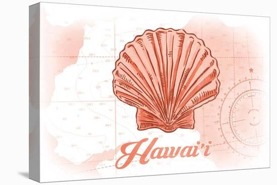 Hawaii - Scallop Shell - Coral - Coastal Icon-Lantern Press-Stretched Canvas