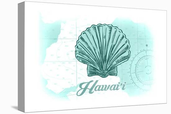 Hawaii - Scallop Shell - Teal - Coastal Icon-Lantern Press-Stretched Canvas