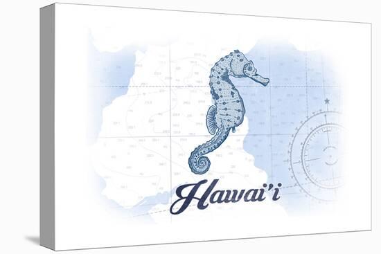 Hawaii - Seahorse - Blue - Coastal Icon-Lantern Press-Stretched Canvas