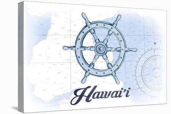 Hawaii - Ship Wheel - Blue - Coastal Icon-Lantern Press-Stretched Canvas