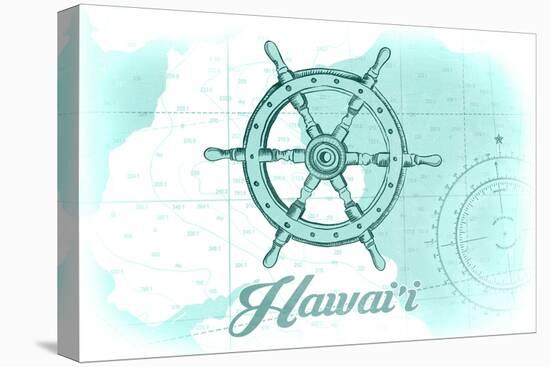 Hawaii - Ship Wheel - Teal - Coastal Icon-Lantern Press-Stretched Canvas