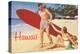 Hawaii, Tourists with Surfboard-null-Stretched Canvas