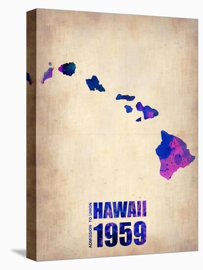 Hawaii Watercolor Map-NaxArt-Stretched Canvas