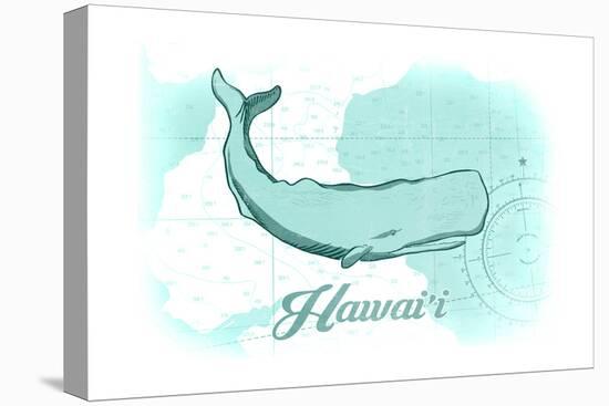 Hawaii - Whale - Teal - Coastal Icon-Lantern Press-Stretched Canvas