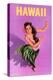 Hawaiian Hula Girl Vintage Travel Poster-Piddix-Stretched Canvas