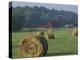 Hay Bales and Red Barn, Greenup, Kentucky, USA-Adam Jones-Premier Image Canvas