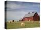 Hay Bales and Red Barn-Terry Eggers-Premier Image Canvas