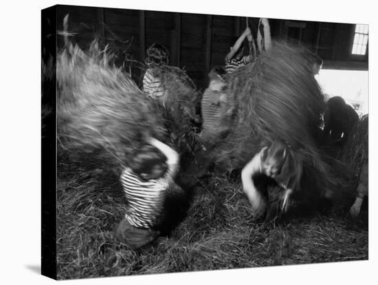 Hayloft Party, a Hay Fight Begins with a Surprise Onslaught Against the Girls-Alfred Eisenstaedt-Premier Image Canvas