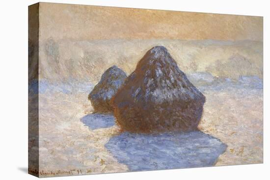 Haystacks - Snow Effect-Claude Monet-Premier Image Canvas
