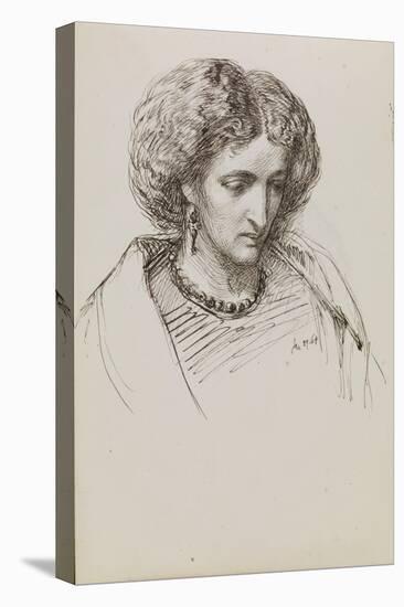 Head and Shoulders Portrait Sketch of Woman with Eyes Downcast, 19Th Century (Pen, Ink)-John Brett-Premier Image Canvas