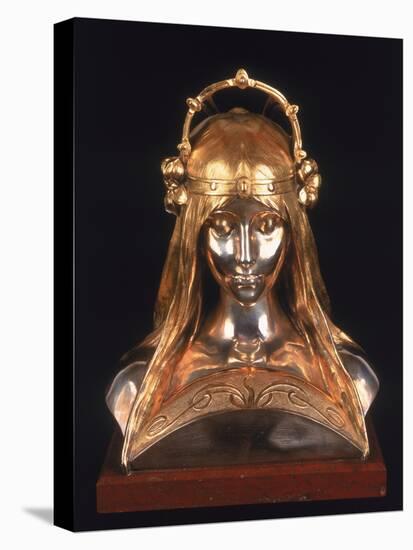 Head of a Girl, 1900 (Bronze, Silver and Parcel Gilt)-Alphonse Mucha-Premier Image Canvas