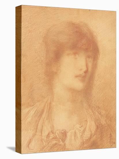 Head of a Young Girl, 1890 (Red Chalk on Buff Paper)-Simeon Solomon-Premier Image Canvas