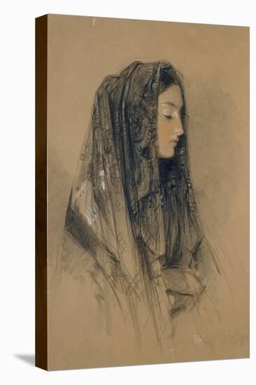 Head of an Italian Girl in a Mantilla-John Frederick Lewis-Premier Image Canvas
