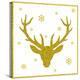 Head of Deer with Big Horns. Trendy Gold Glitter Texture.-Farferros-Stretched Canvas