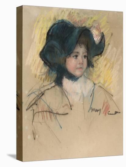 Head of Simone in a Green Bonnet with Wavy Brim-Mary Cassatt-Premier Image Canvas