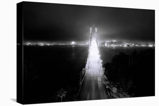 Head On City Bay Bridge Black & White Urban Night Cityscape San Francisco-Vincent James-Premier Image Canvas