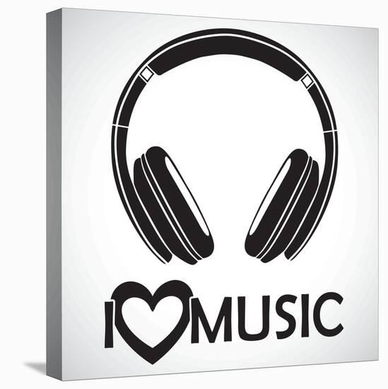 Headphones Logo Icon “I Love Music” I for the Creative Use in Graphic Design-Bastian Gnüchwitz-Stretched Canvas
