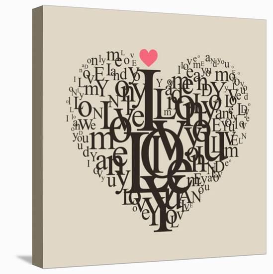 Heart Shape From Letters - Typographic Composition-feoris-Stretched Canvas