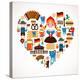 Heart Shape With Germany Icons-Marish-Stretched Canvas