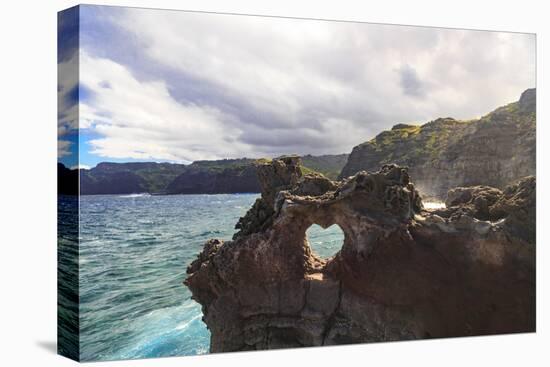Heart-shaped opening near Nakalele Blowhole, northern tip of Maui, Hawaii-Stuart Westmorland-Premier Image Canvas