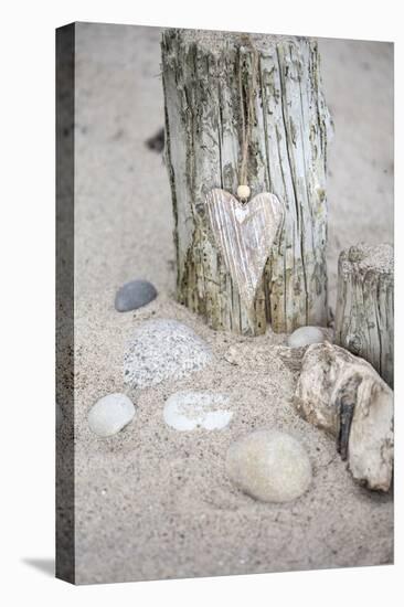 Heart, Tag, Wooden Pole, Stones, Beach, Symbol, Love-Andrea Haase-Premier Image Canvas