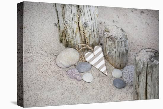 Heart, Tag, Wooden Pole, Stones, Beach, Symbol, Love-Andrea Haase-Premier Image Canvas