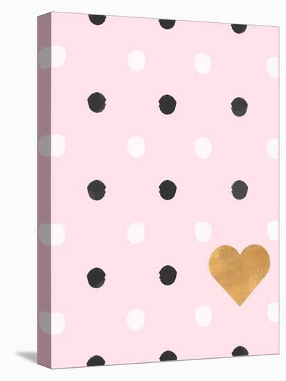 Heart White and Black Dots on Pink-Sd Graphics Studio-Stretched Canvas