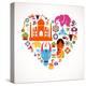 Heart With India Icons-Marish-Stretched Canvas