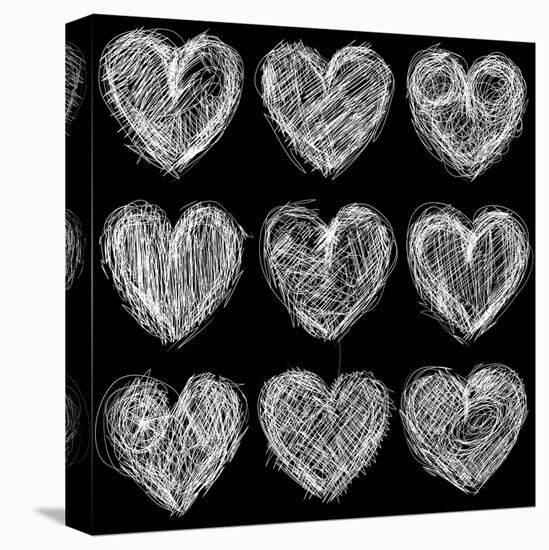 Hearts Chalkboard, Love Background and Texture-homobibens-Stretched Canvas