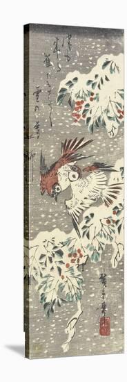 Heavenly Bamboo and Sparrows in Snow, 1830-1858-Utagawa Hiroshige-Premier Image Canvas