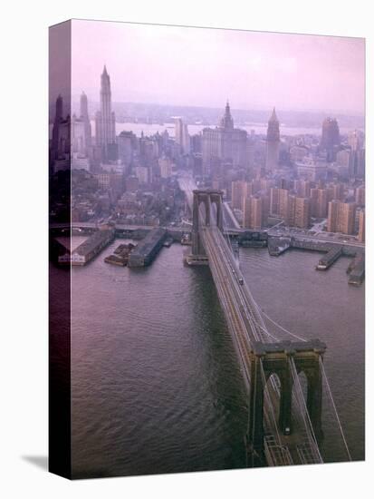 Helicopter View of the Brooklyn Bridge, New York City-Dmitri Kessel-Premier Image Canvas