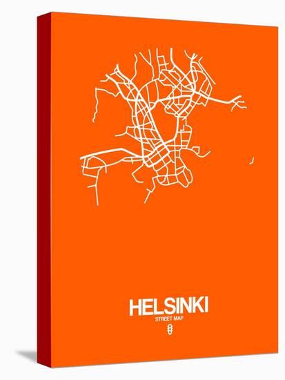 Helsinki Street Map Orange-NaxArt-Stretched Canvas