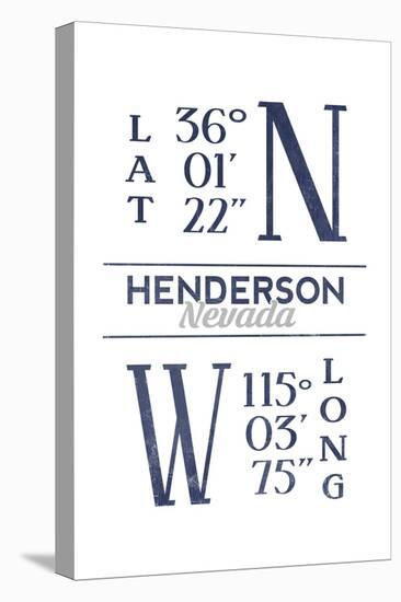 Henderson, Nevada - Latitude and Longitude (Blue)-Lantern Press-Stretched Canvas