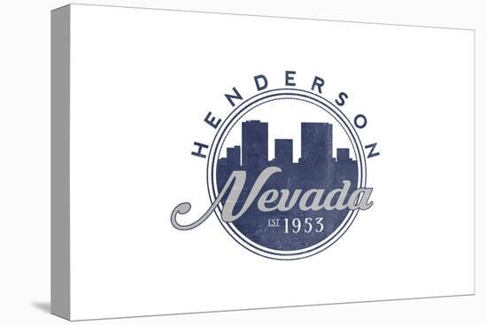 Henderson, Nevada - Skyline Seal (Blue)-Lantern Press-Stretched Canvas