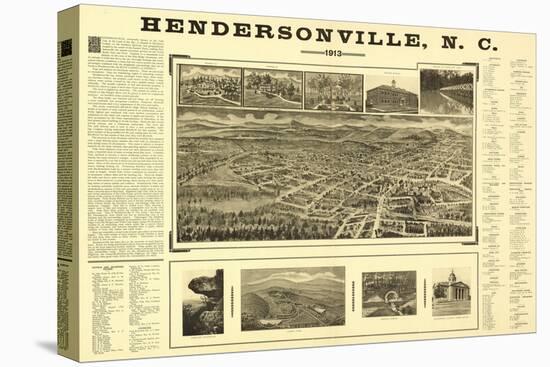 Hendersonville, North Carolina - Panoramic Map-Lantern Press-Stretched Canvas