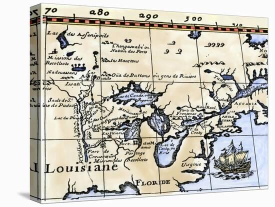 Hennepin's Map of New France and Louisiana - la Carte de la Nouvelle France, c.1683-null-Premier Image Canvas