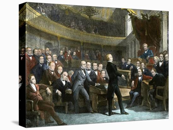 Henry Clay Arguing in the Us Senate for the Compromise of 1850 to Avert Civil War-null-Premier Image Canvas