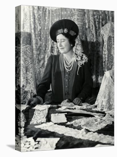 Her Majesty Queen Elizabeth the Queen Mother Looking at Lace-Cecil Beaton-Premier Image Canvas