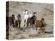 Herd of Wild Horses, Cantering Across Sagebrush-Steppe, Adobe Town, Wyoming, USA-Carol Walker-Premier Image Canvas