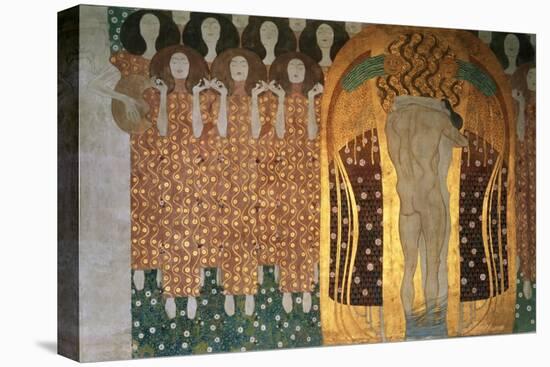 Here's a Kiss to the Whole World!, Detail of the Beethoven Frieze, 1902-Gustav Klimt-Premier Image Canvas