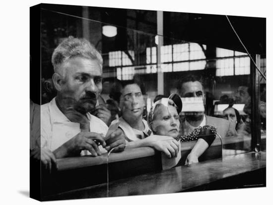 Here Waiting Faces Mirror Anxiety as They Hear List of the Survivors of Sinking Ship Andrea Doria-Gordon Parks-Premier Image Canvas